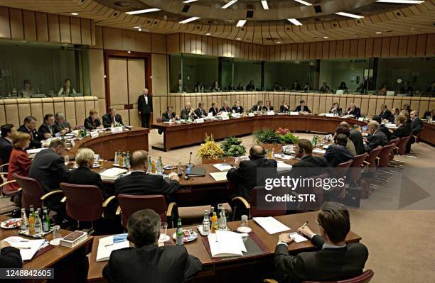 European Heads of States attend 24 October 2002 at the EU headquarters in Brussels the opening of the first European Council under Danish presidency....