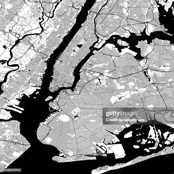 stockillustraties, clipart, cartoons en iconen met new york city vector kaart - nyc map vector