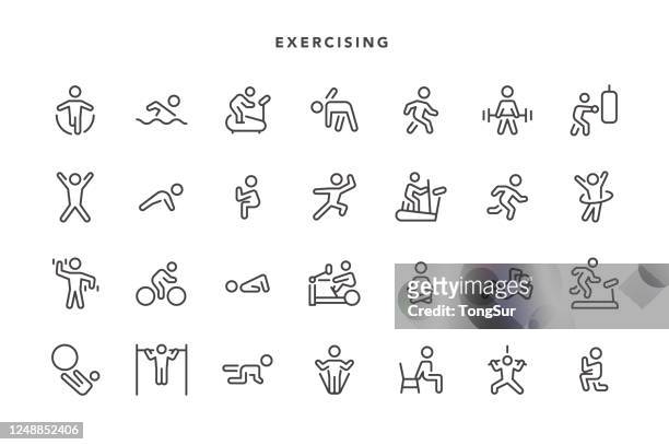 exercising icons - hobbies icons stock illustrations