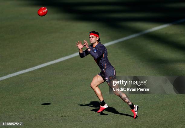 Tim Taranto of the Giants trains during a Greater Western Sydney Giants AFL Training Session at GIANTS Stadium on June 11, 2020 in Sydney, Australia.