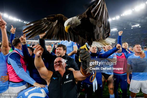 The mascott of SS Lazio during the Serie A match between SS Lazio and AS Roma at Stadio Olimpico on March 19, 2023 in Rome, Italy.