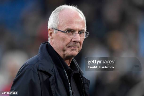 Former Lazio head coach Sven Goran Eriksson looks on during the Serie A football match between SS Lazio and AS Roma. Lazio won 1-0 over Roma.