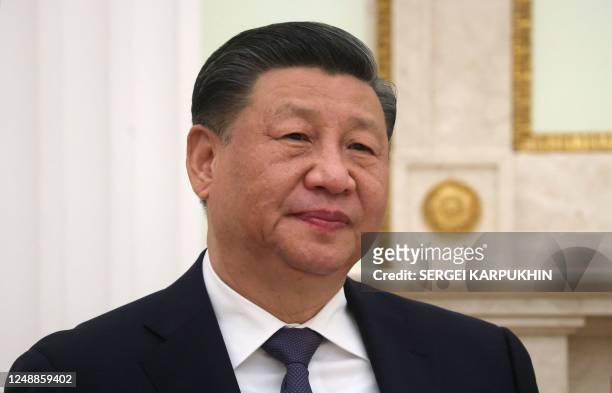 China's President Xi Jinping attends a meeting with Russian President at the Kremlin in Moscow on March 20, 2023.