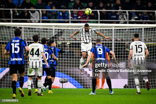 Gleison Bremer of Juventus during the Serie A match between FC Internazionale and Juventus at Stadio Giuseppe Meazza on March 19, 2023 in Milan,...