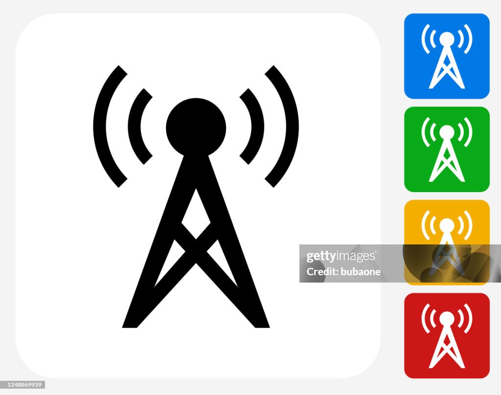Communication Radio Tower with Sound Waves Icon