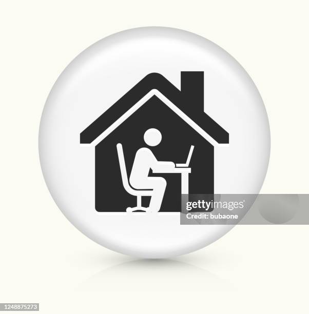 man working on a laptop icon - using multiple devices at home stock illustrations