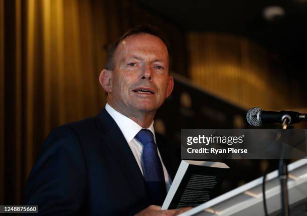 Former Prime Minister of Australia Tony Abbott attends the launch of 'Life, Love & Marriage' by Christine Forster on June 11, 2020 in Sydney,...