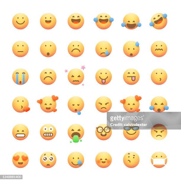 emoticons collection cute and soft color gradients - collection stock illustrations