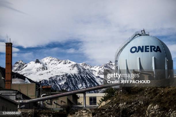 Photograph taken on March 17, 2023 shows a view of the Modane-Avrieux French aeronautics, space and defense research lab in Modane.