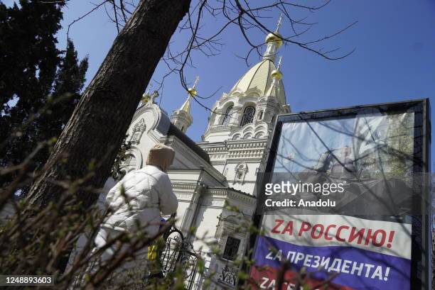 Pokrov Church is seen as daily life continues in Sevastopol, Crimea on March 19, 2023.