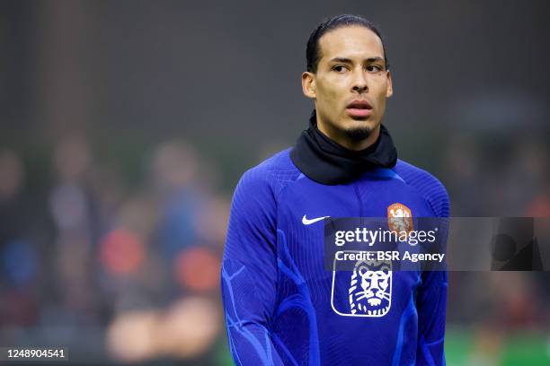 Virgil van Dijk of the Netherlands during a Training Session of the Netherlands Mens Football Team at the KNVB Campus on March 20, 2023 in Zeist,...