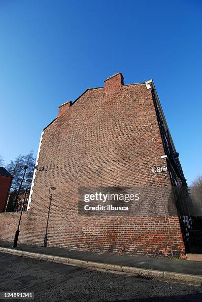 big empty wide angle house wall with copy space - brick building stock pictures, royalty-free photos & images