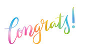 CONGRATS! colorful brush calligraphy banner