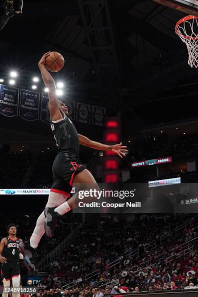 Josh Christopher of the Houston Rockets dunks the ball during the ...