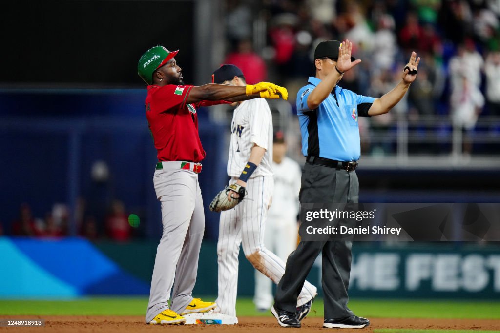 Mexico Randy Baseball Randy Arozarena of Team Mexico reacts to hitting a double in the ...