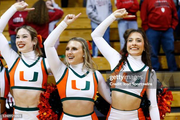 The Miami Hurricanes Cheerleaders celebrate the Miami Hurricanes victory during the Indiana Hoosiers versus the Miami Hurricanes in the Second Round...