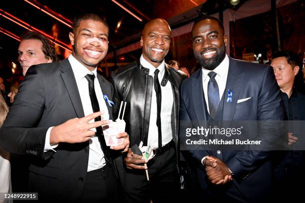 Isaiah Crews, Terry Crews and Shamier Anderson at the L.A. Premiere of "John Wick: Chapter 4" held at TCL Chinese Theatre on March 20, 2023 in Los...