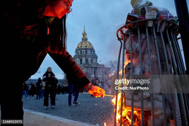 Protestors gathered for a demonstration at Place Vauban in Paris on March 20 a few days after the government pushed a pensions reform through...