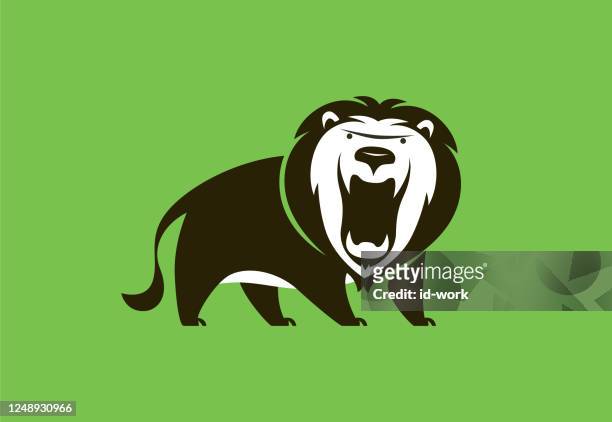 angry lion roaring - yawn stock illustrations
