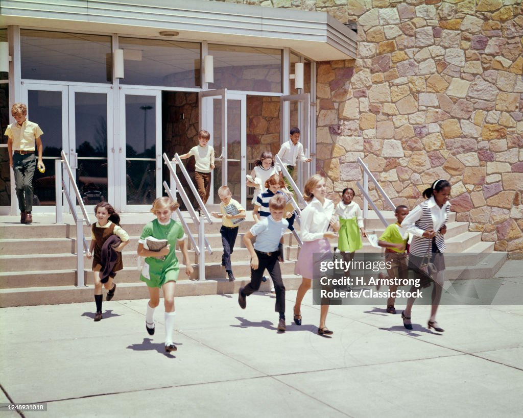 1960s 1970s Group Of Schoolchildren