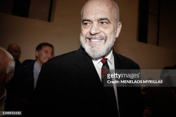 Opening of the mixed media works and sculptures exhibition 'Improvisations' by the visual artist Edi Rama, Prime Minister of Albania, in Athens, on...
