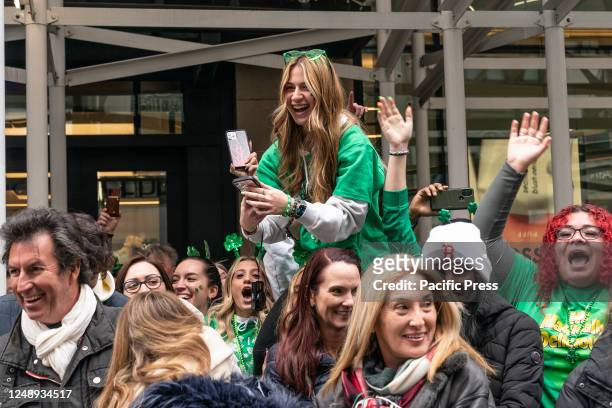 Atmosphere during annual St. Patrick's Day Parade on 5th Avenue.