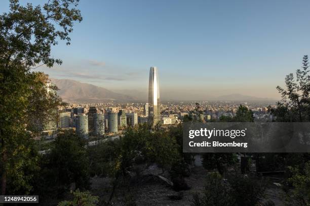 Buildings in east Santiago, Chile, on Monday, March 20, 2023. Chile is expected to report fourth-quarter GDP with estimates showing a fall 1.6% in 4Q...