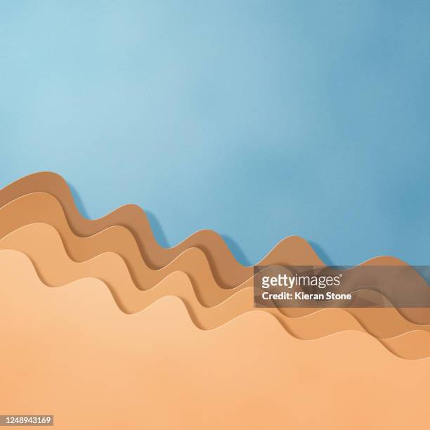 paper cut beach abstract background - sand art stock pictures, royalty-free photos & images