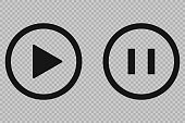 Play pause vector button, transparent background. Media icon.
