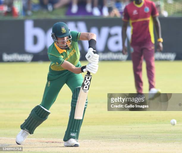 Marco Jansen of the Proteas during the 3rd Betway ODI match between South Africa and West Indies at JB Marks Oval on March 21, 2023 in Potchefstroom,...