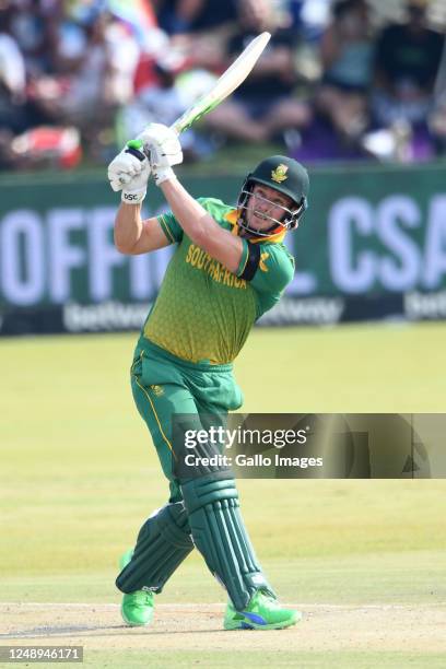 David Miller of the Proteas during the 3rd Betway ODI match between South Africa and West Indies at JB Marks Oval on March 21, 2023 in Potchefstroom,...