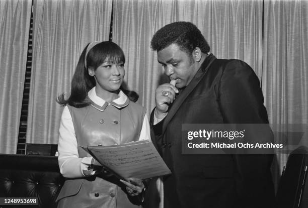 American preacher and singer Solomon Burke with singer Tamiko Jones , USA, circa 1969. They recorded several duets together.