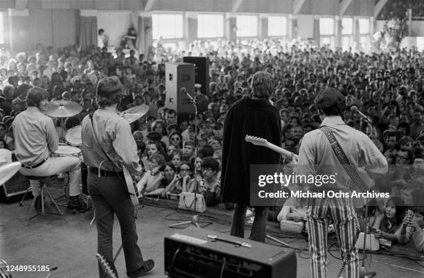 American rock band The Box Tops performing at the Steel Pier in Atlantic City, 11th August 1968. From left to right, drummer Thomas Boggs, guitarist...