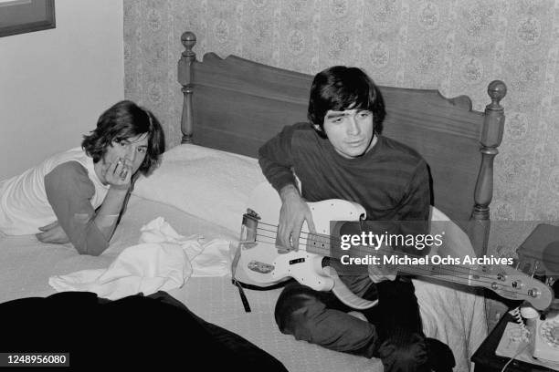 Singer Alex Chilton and guitarist Gary Talley of American rock band The Box Tops in a hotel in New York City, 18th December 1968.