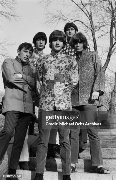 American rock band The Box Tops pose in Central Park, New York City, 28th March 1968. From left to right they are Jerry Riley, bassist Bill...