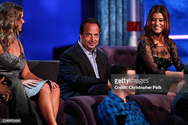 Comedians Amy Schumer, Jon Lovitz, TV personality Steve-O and actress Kate Walsh onstage at Comedy Central's Roast of Charlie Sheen held at Sony...
