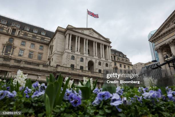 The Bank of England headquarters in the City of London, UK, on Tuesday, March 21, 2023. The central bank is due to release its latest interest rate...