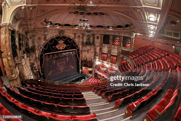 Deserted Coliseum Theatre on June 11, 2020 in London, England. The London Coliseum, the largest theatre in London's West End is currently closed...