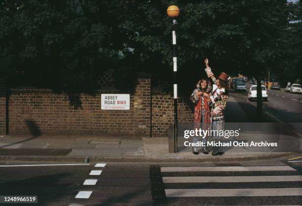 English musician Noddy Holder of the band Slade visits Abbey Road in London, 1973.