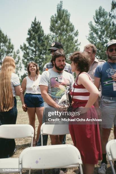 American computing entrepreneur Steve Wozniak at the US Festival in the Glen Helen Regional Park, southern California, June 1983. Wozniak initiated...