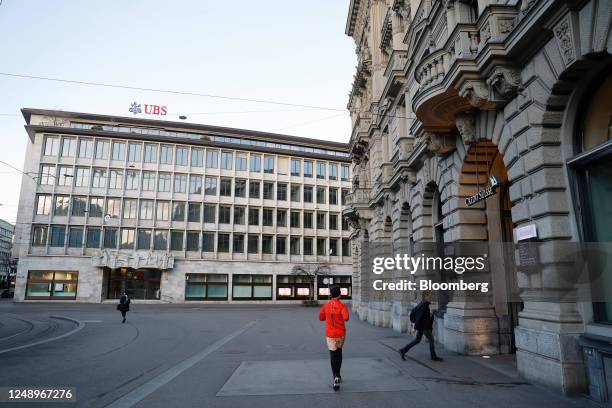 Group AG office building, left, alongside the Credit Suisse Group AG headquarters in Zurich, Switzerland, on Tuesday, March 21, 2023. Recruiters...