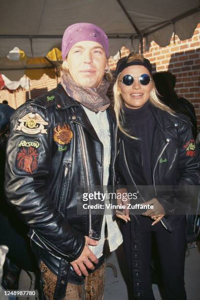 American singer-songwriter Bret Michaels and Canadian actress Pamela Anderson attend Love Ride 11, the 11th Annual Motorcycle Rider's Fundraiser for...
