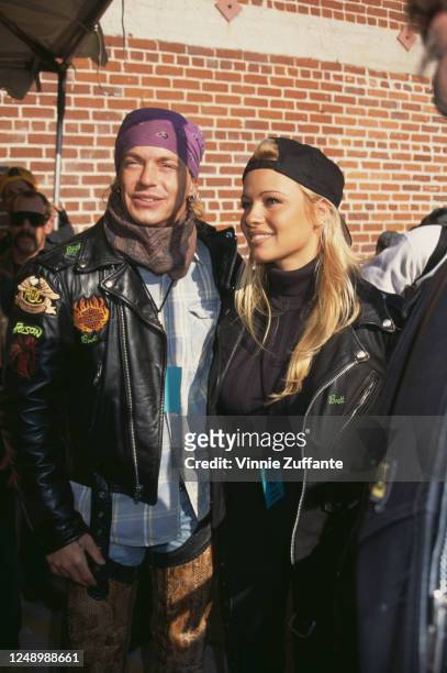 American singer-songwriter Bret Michaels and Canadian actress Pamela Anderson attend Love Ride 11, the 11th Annual Motorcycle Rider's Fundraiser for...