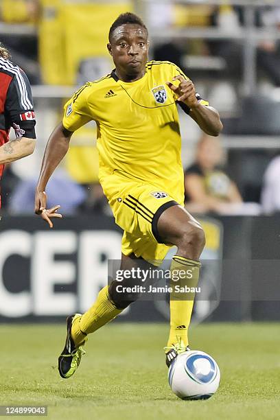 Emmanuel Ekpo of the Columbus Crew controls the ball against Toronto FC on September 10, 2011 at Crew Stadium in Columbus, Ohio.