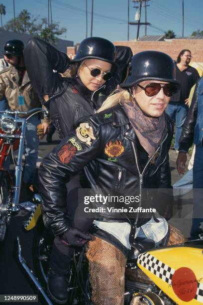 American singer-songwriter Bret Michaels and Canadian actress Pamela Anderson attend Love Ride 11, the 11th Annual Motorcycle Rider's Fundraiser for...