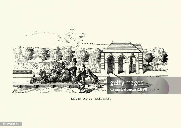 ilustrações de stock, clip art, desenhos animados e ícones de louis xiv's railway and turn-table, early 18th century - louis xiv of france