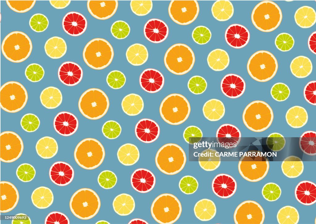 Abstract fruit multi color. Oranges, lemons and limes