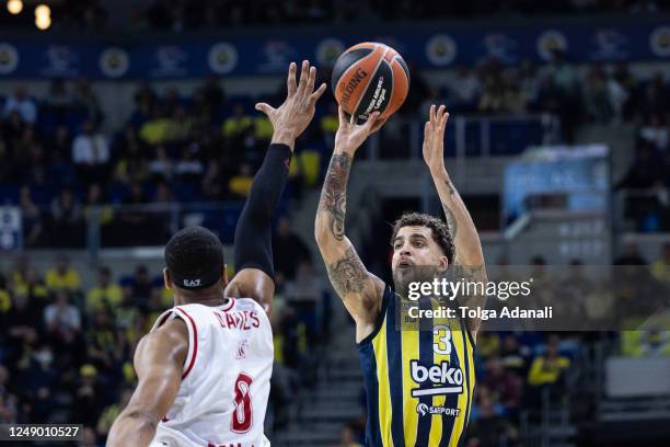 Scottie Wilbekin, #3 of Fenerbahce Beko Istanbul in action during the 2022-23 Turkish Airlines EuroLeague Regular Season Round 24 game between...