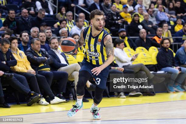 Scottie Wilbekin, #3 of Fenerbahce Beko Istanbul in action during the 2022-23 Turkish Airlines EuroLeague Regular Season Round 24 game between...