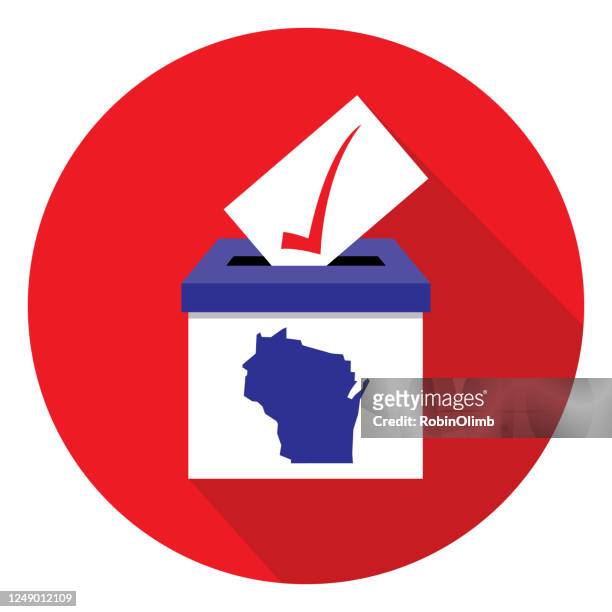 red circle wisconsin ballot box icon - file wisconsin pole of inaccessibility.png stock illustrations